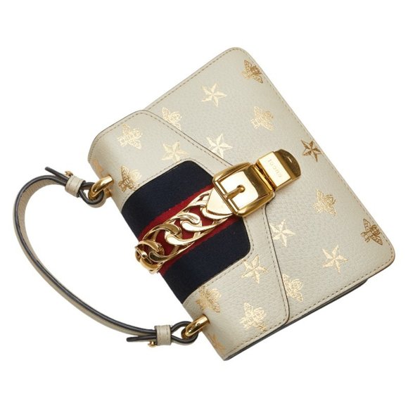 GUCCI White Leather Sylvie Shoulder Bag - Picture 8 of 13